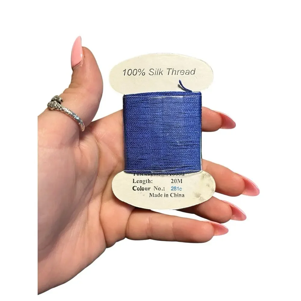 VTG Lot 10 Thread Art 100% Silk Embroidery Thread 20M Assorted Blue Shades New